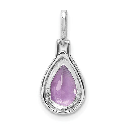 Rhodinierter Anhänger aus Sterlingsilber mit Amethyst-Tropfen
