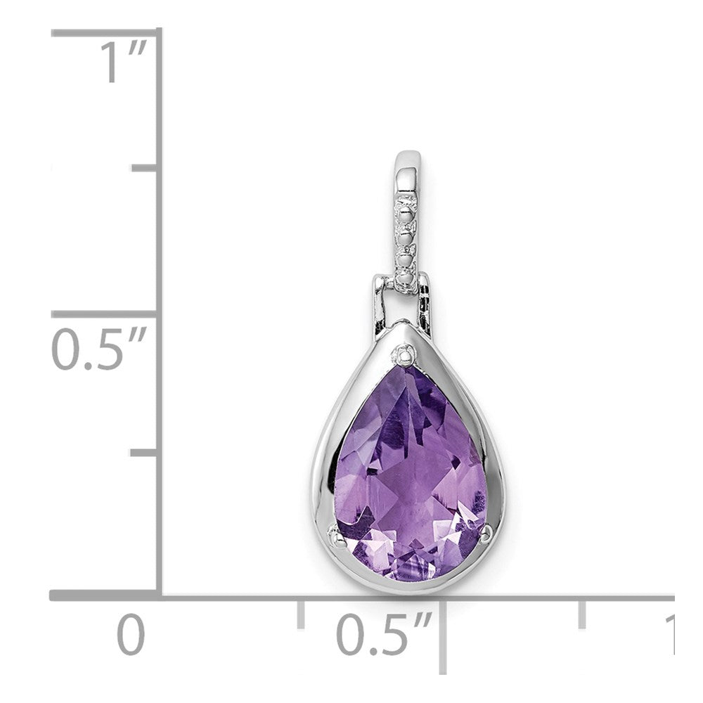 Rhodinierter Anhänger aus Sterlingsilber mit Amethyst-Tropfen