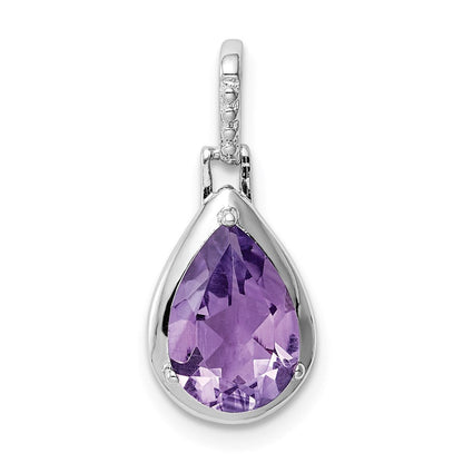 Rhodinierter Anhänger aus Sterlingsilber mit Amethyst-Tropfen