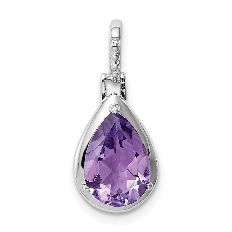Rhodinierter Anhänger aus Sterlingsilber mit Amethyst-Tropfen