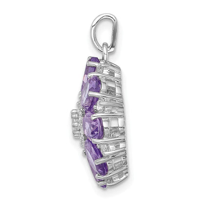 Rhodinierter Sterlingsilber-Anhänger mit Amethyst und weißem Topas