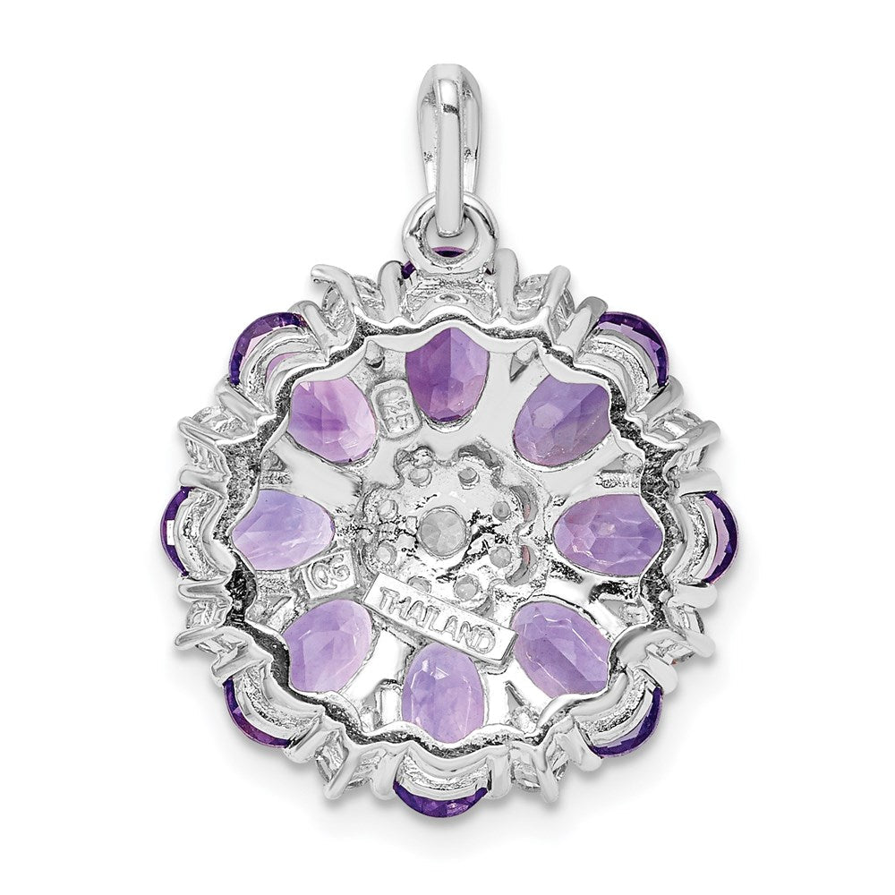Rhodinierter Sterlingsilber-Anhänger mit Amethyst und weißem Topas