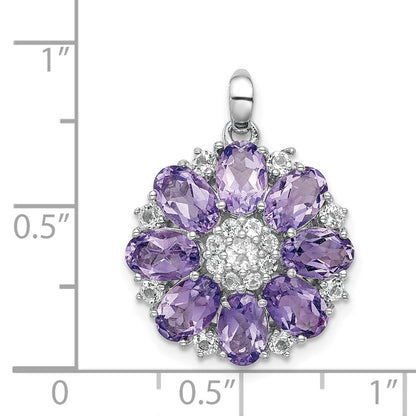 Rhodinierter Sterlingsilber-Anhänger mit Amethyst und weißem Topas