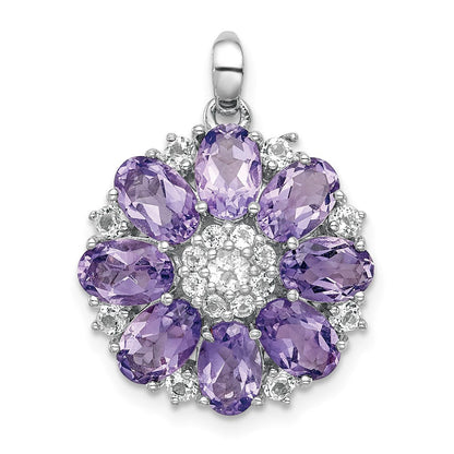 Rhodinierter Sterlingsilber-Anhänger mit Amethyst und weißem Topas