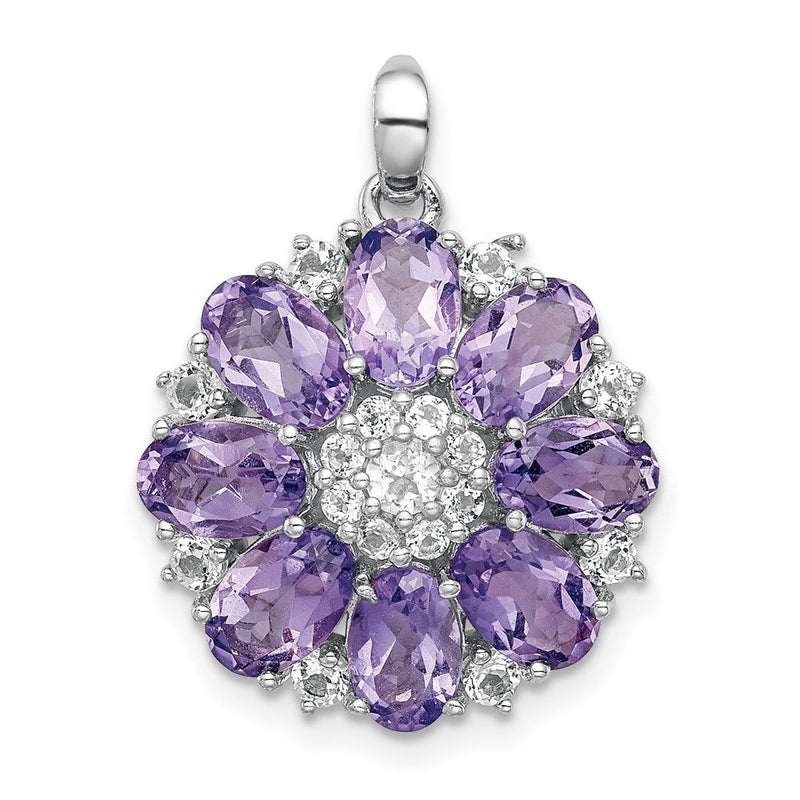Rhodinierter Sterlingsilber-Anhänger mit Amethyst und weißem Topas