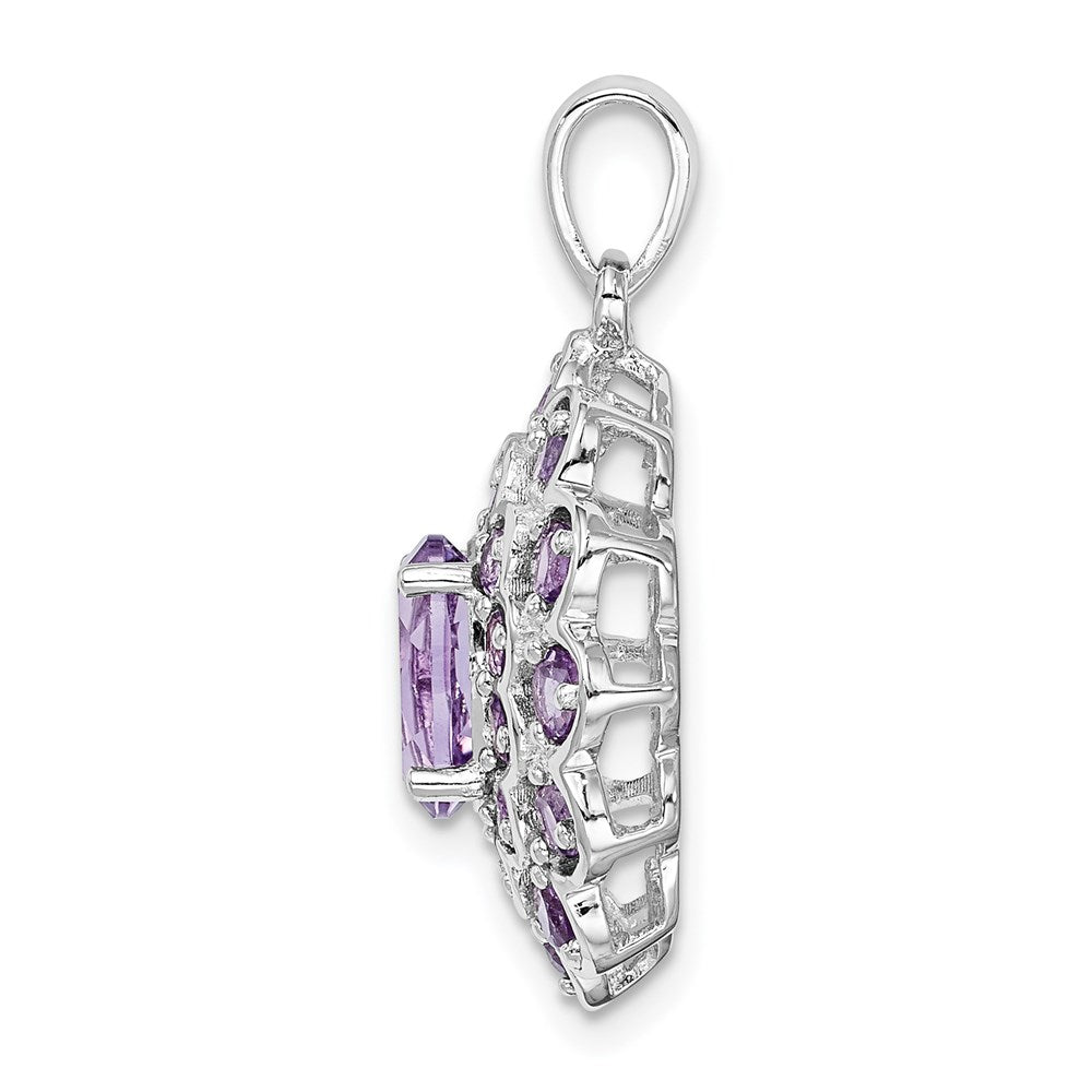 Rhodinierter Sterlingsilber-Anhänger mit ovalem 8x6 mm Amethyst als Mittelstein