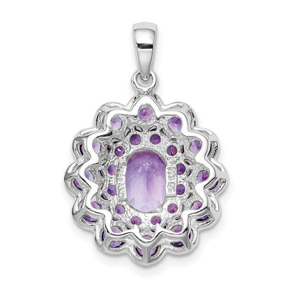 Rhodinierter Sterlingsilber-Anhänger mit ovalem 8x6 mm Amethyst als Mittelstein