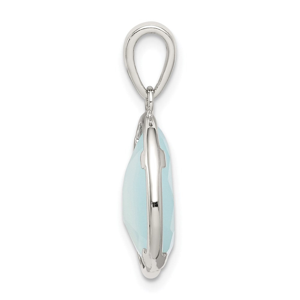 Sterlingsilber Blau Chalcedony Stein Anhänger