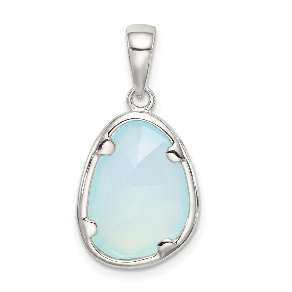 Sterlingsilber Blau Chalcedony Stein Anhänger