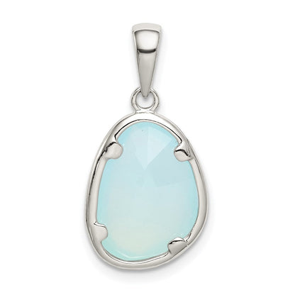 Sterlingsilber Blau Chalcedony Stein Anhänger