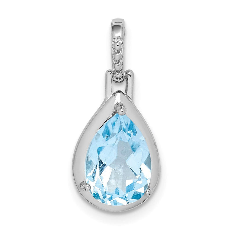Rhodinierter Sterlingsilber-Anhänger mit Blautopas im Tropfenschliff