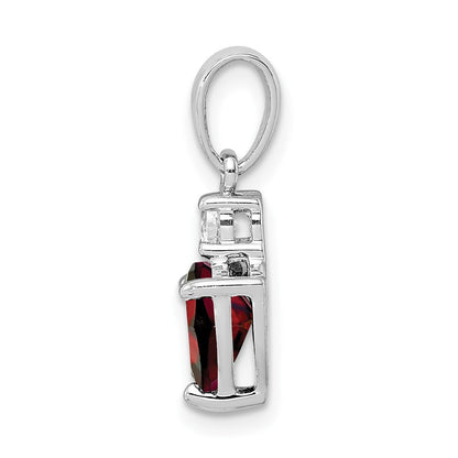 Rhodinierter Sterlingsilber-Anhänger „Herz“ mit Granat und Weißem Topas