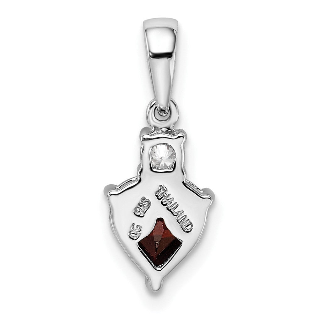 Rhodinierter Sterlingsilber-Anhänger „Herz“ mit Granat und Weißem Topas