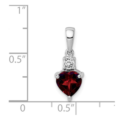 Rhodinierter Sterlingsilber-Anhänger „Herz“ mit Granat und Weißem Topas