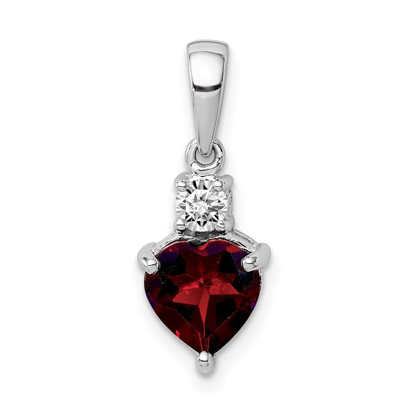 Rhodinierter Sterlingsilber-Anhänger „Herz“ mit Granat und Weißem Topas