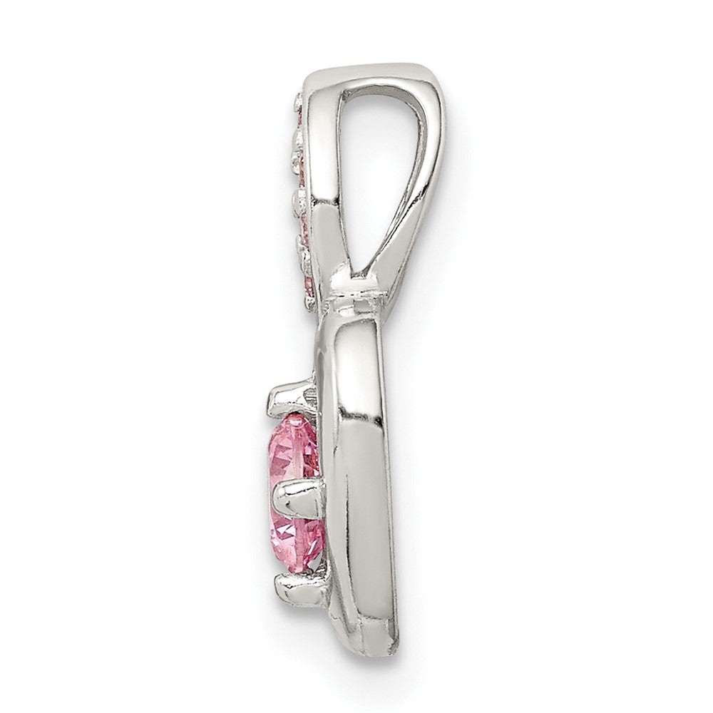 Sterlingsilber Rosa Zirkonia Herz Kette Anhänger
