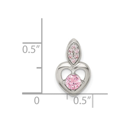 Sterlingsilber Rosa Zirkonia Herz Kette Anhänger