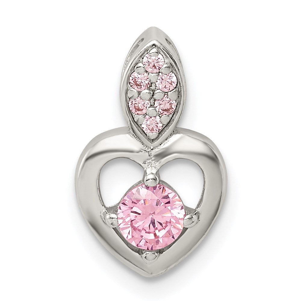 Sterlingsilber Rosa Zirkonia Herz Kette Anhänger