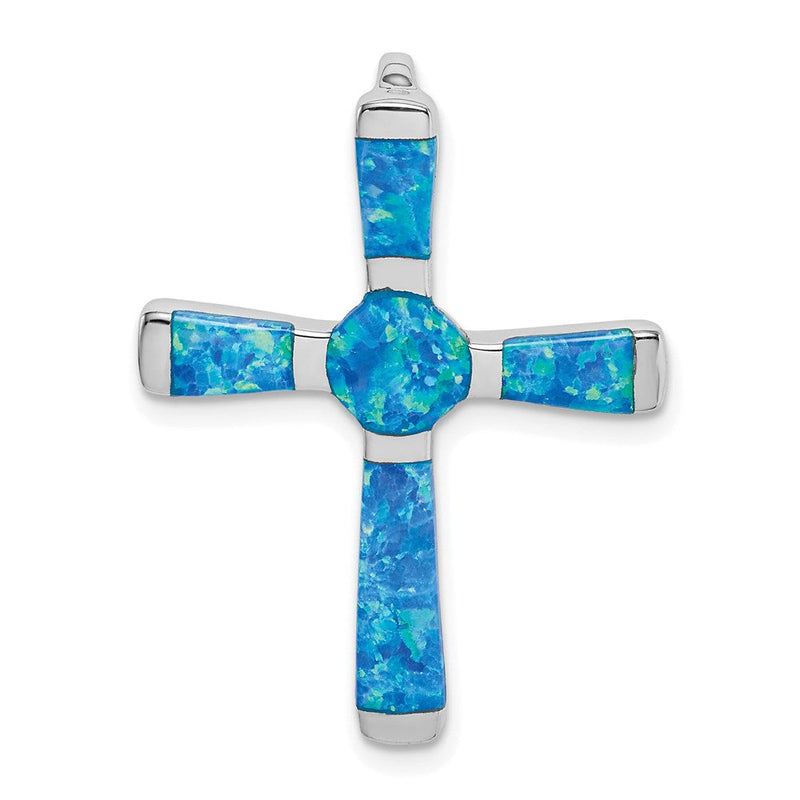 Sterlingsilber Rhodiniert Erzeugt Opal Kreuz Anhänger