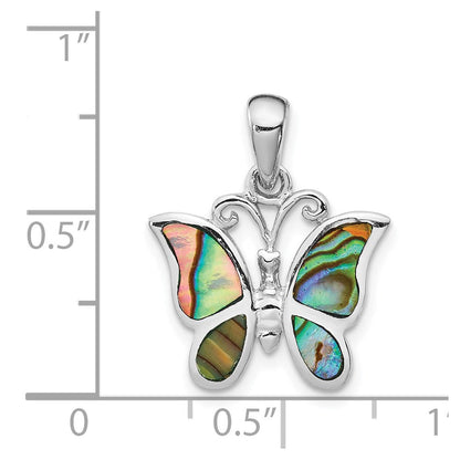 Sterlingsilber Rhodiniert Abalone Schmetterling Anhänger