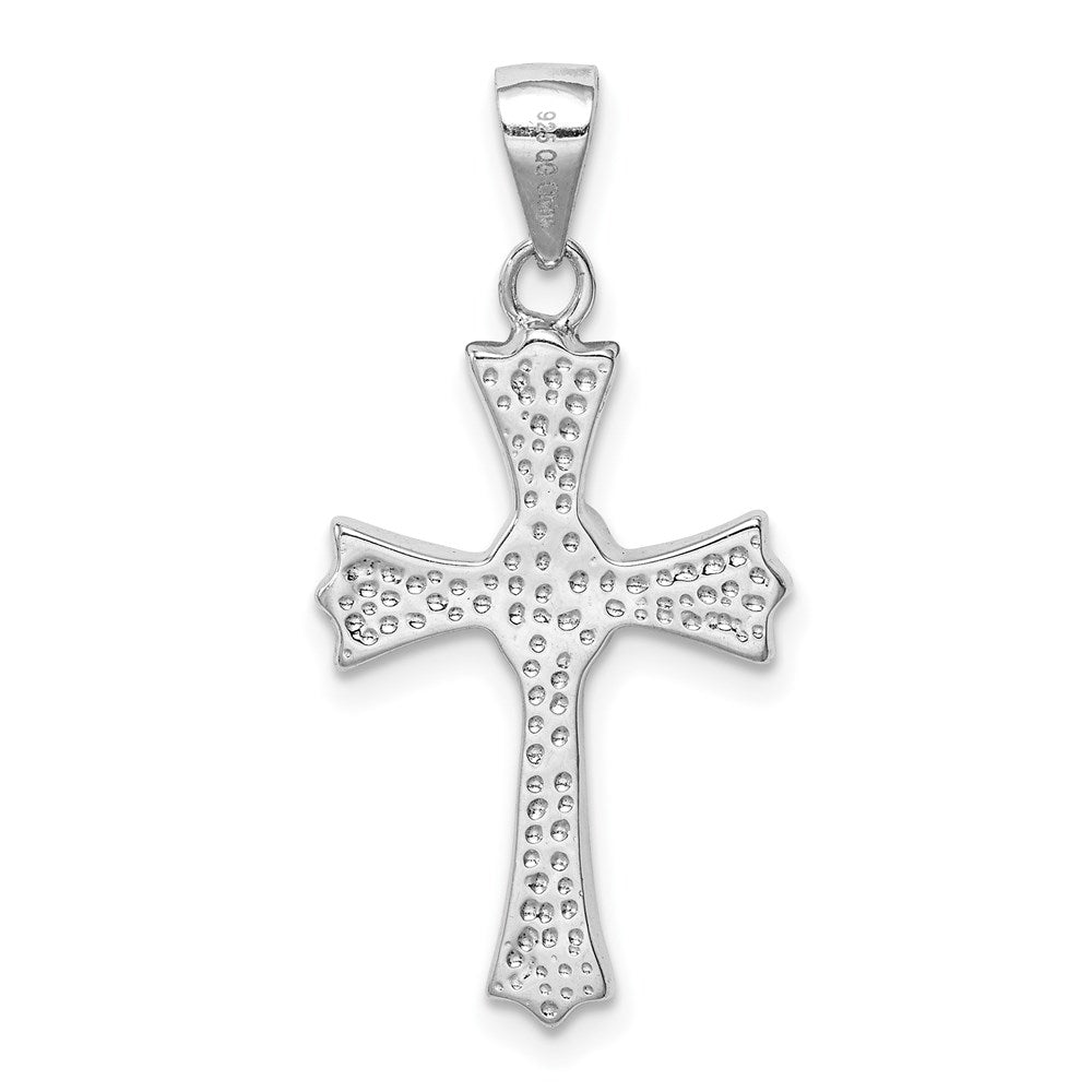 Sterlingsilber Rhodiniert Erzeugt Blau Opal Klein Kreuz Anhänger
