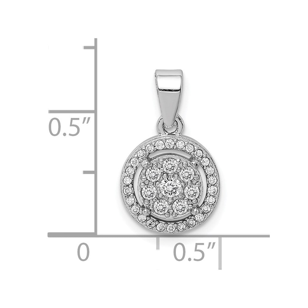 Sterlingsilber Rhodiniert Pavé Zirkonia Kreise Anhänger