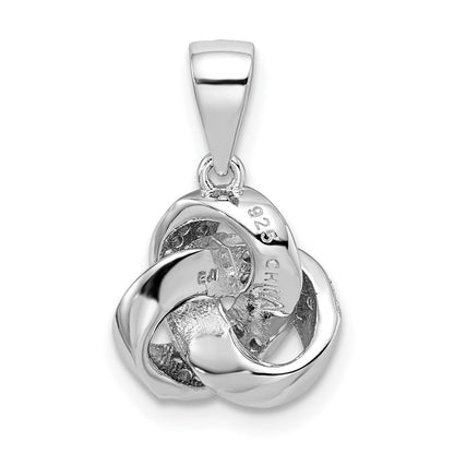 Sterlingsilber Rhodiniert Poliert Zirkonia Liebe Knoten Anhänger