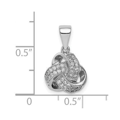 Sterlingsilber Rhodiniert Poliert Zirkonia Liebe Knoten Anhänger