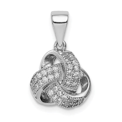 Sterlingsilber Rhodiniert Poliert Zirkonia Liebe Knoten Anhänger