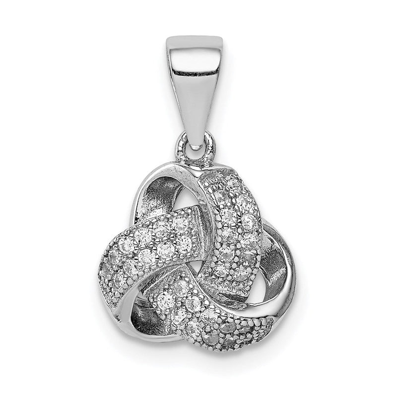 Sterlingsilber Rhodiniert Poliert Zirkonia Liebe Knoten Anhänger