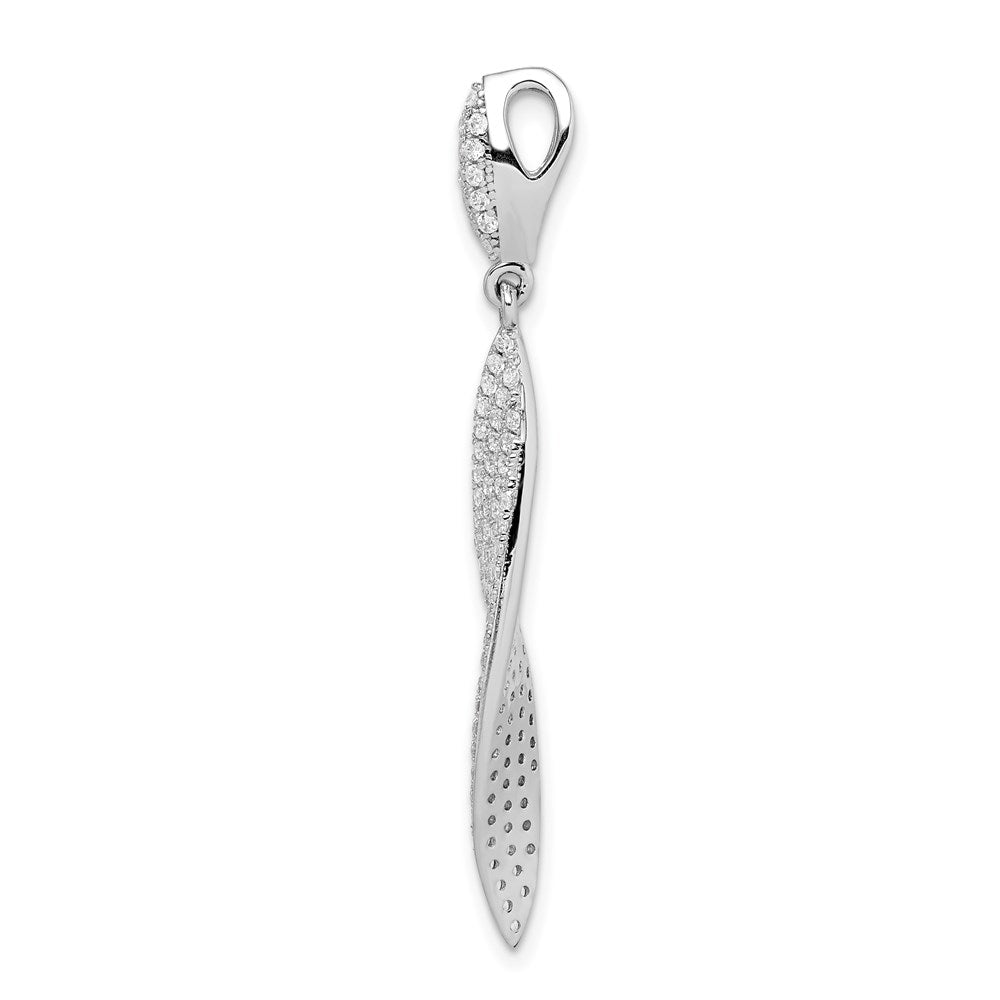Sterlingsilber Rhodiniert Pavé Zirkonia Blatt Anhänger