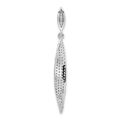 Sterlingsilber Rhodiniert Pavé Zirkonia Blatt Anhänger