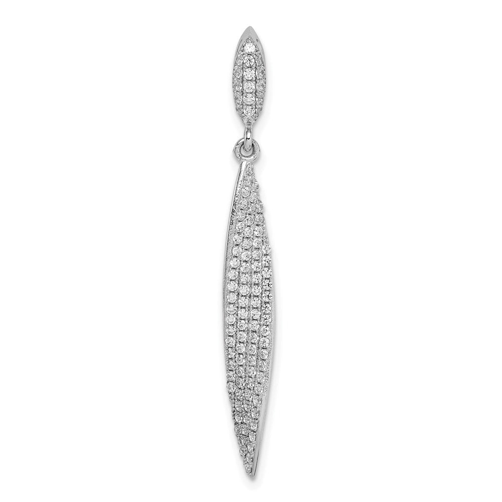 Sterlingsilber Rhodiniert Pavé Zirkonia Blatt Anhänger