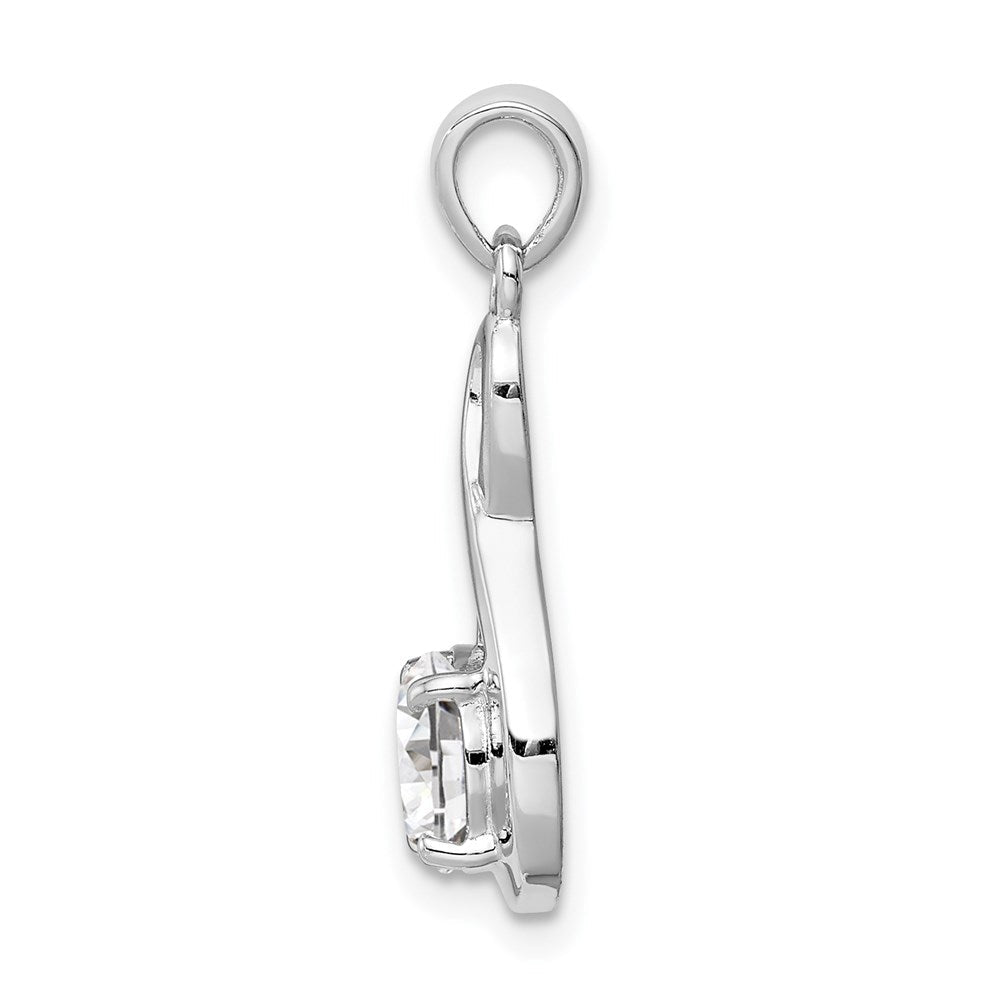 Sterlingsilber Rhodiniert 6.5mm Zirkonia Tropfen Anhänger