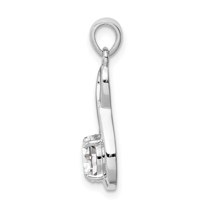 Sterlingsilber Rhodiniert 6.5mm Zirkonia Tropfen Anhänger