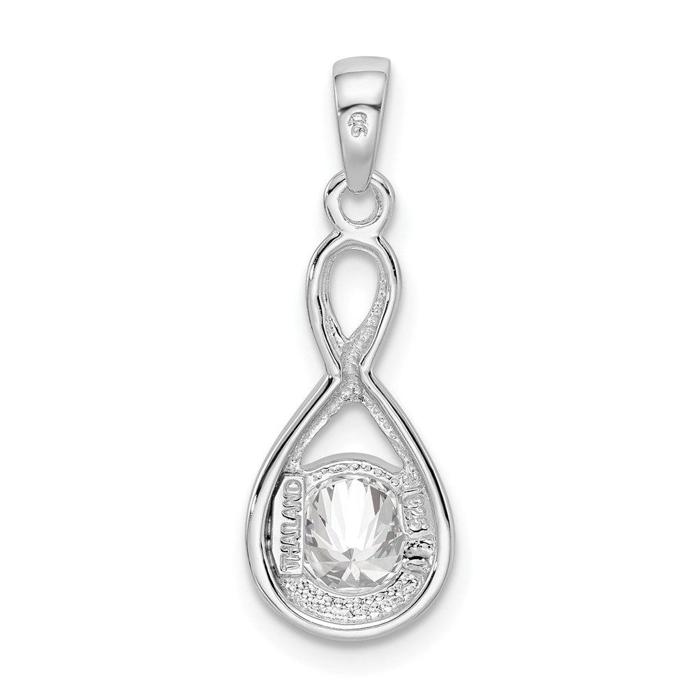 Sterlingsilber Rhodiniert 6.5mm Zirkonia Tropfen Anhänger