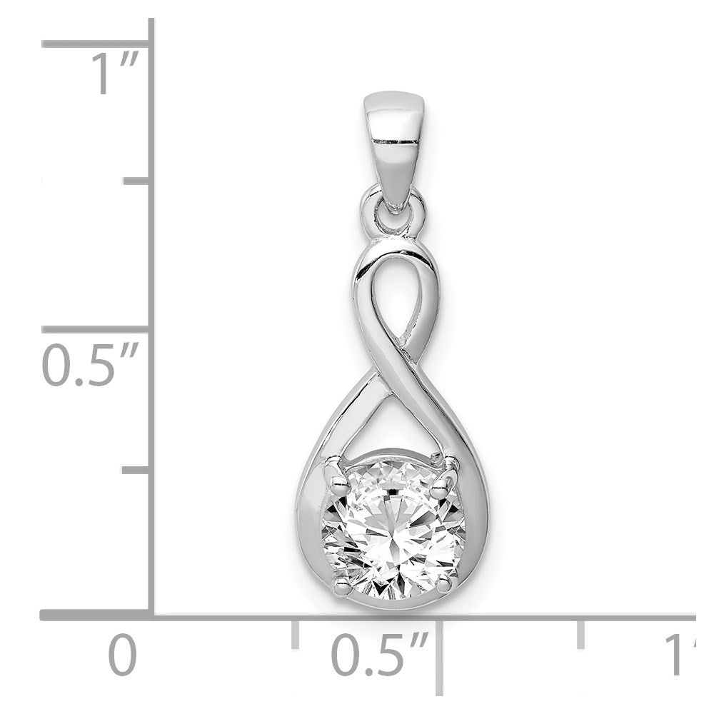 Sterlingsilber Rhodiniert 6.5mm Zirkonia Tropfen Anhänger