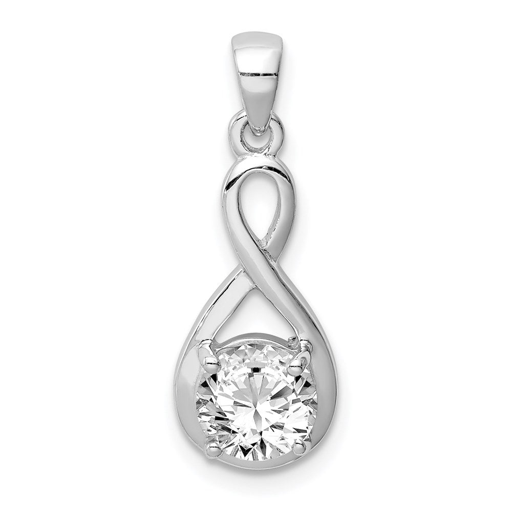 Sterlingsilber Rhodiniert 6.5mm Zirkonia Tropfen Anhänger