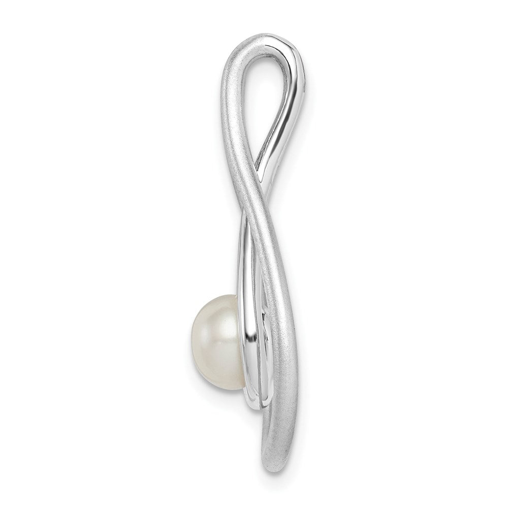 Sterlingsilber Rhodiniert Gebürstet & Poliert (6-7mm) Fwc Perle Teardro