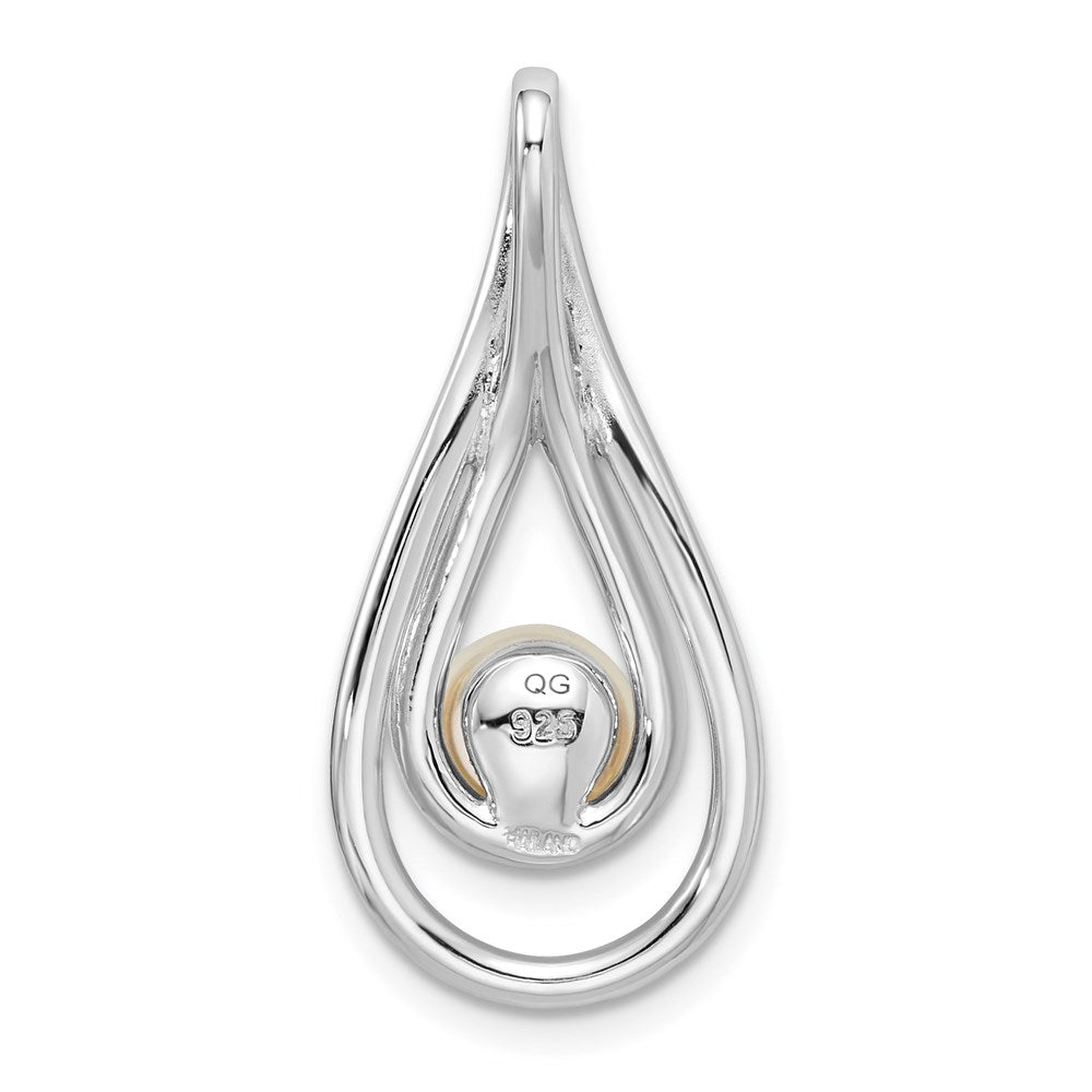 Sterlingsilber Rhodiniert Gebürstet & Poliert (6-7mm) Fwc Perle Teardro