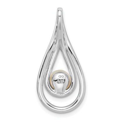 Sterlingsilber Rhodiniert Gebürstet & Poliert (6-7mm) Fwc Perle Teardro
