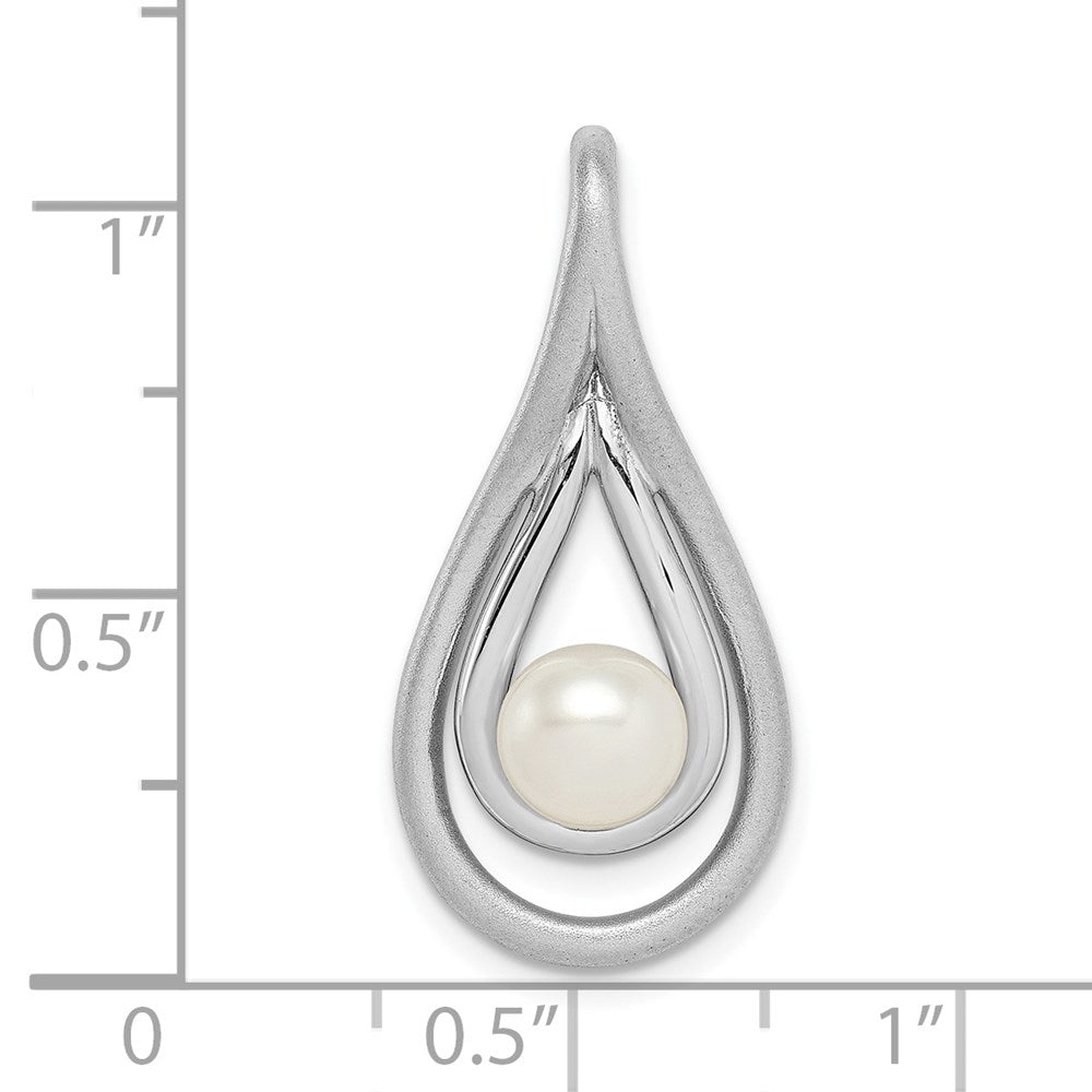 Sterlingsilber Rhodiniert Gebürstet & Poliert (6-7mm) Fwc Perle Teardro