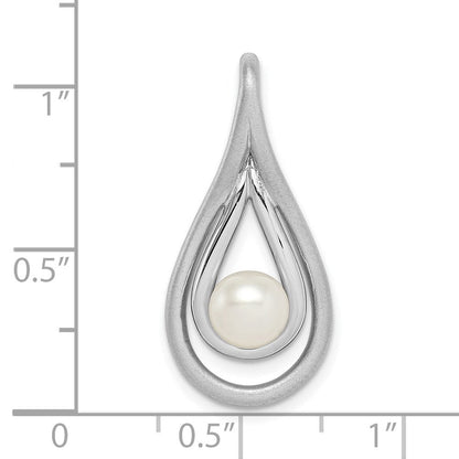 Sterlingsilber Rhodiniert Gebürstet & Poliert (6-7mm) Fwc Perle Teardro