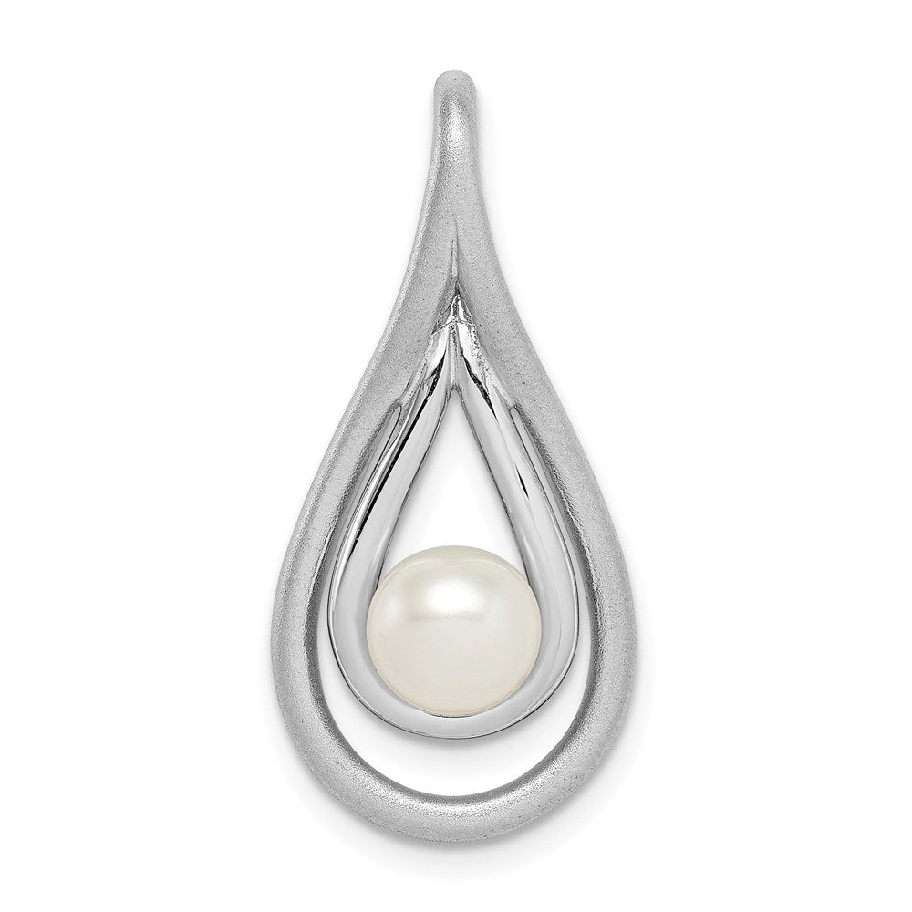 Sterlingsilber Rhodiniert Gebürstet & Poliert (6-7mm) Fwc Perle Teardro