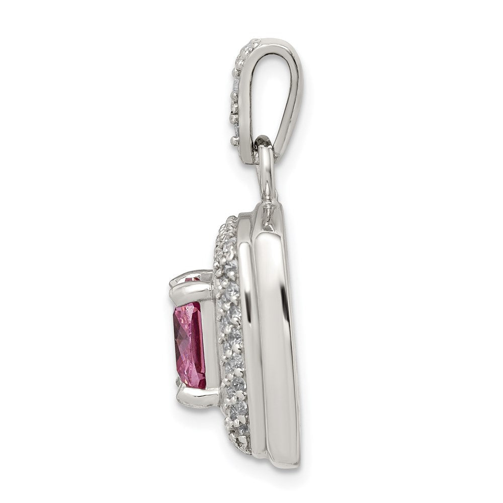 Sterlingsilber Rosa & Weiß Zirkonia Quadratisch Anhänger
