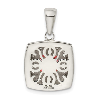 Sterlingsilber Rosa & Weiß Zirkonia Quadratisch Anhänger