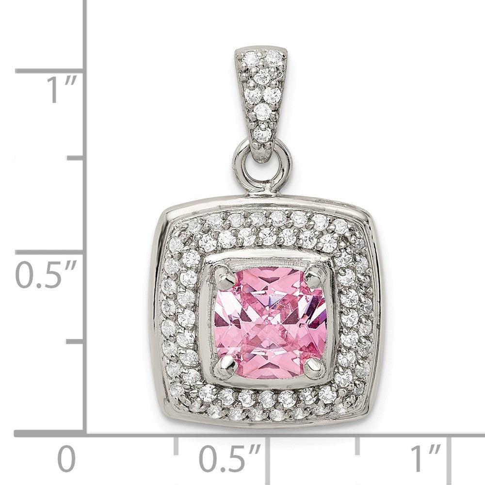 Sterlingsilber Rosa & Weiß Zirkonia Quadratisch Anhänger