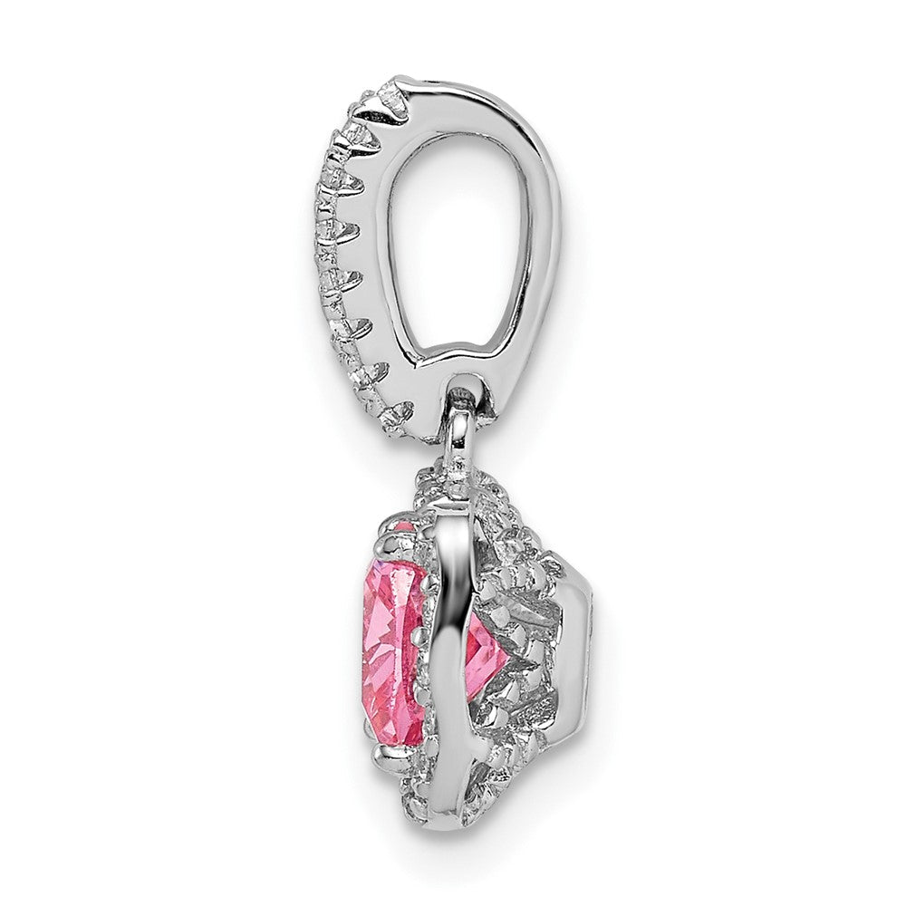 Sterlingsilber Rhodiniert Rosa & Weiß Zirkonia Anhänger