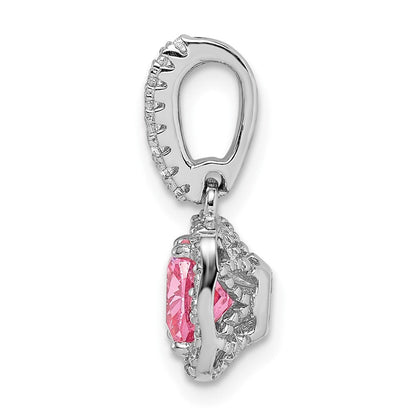 Sterlingsilber Rhodiniert Rosa & Weiß Zirkonia Anhänger