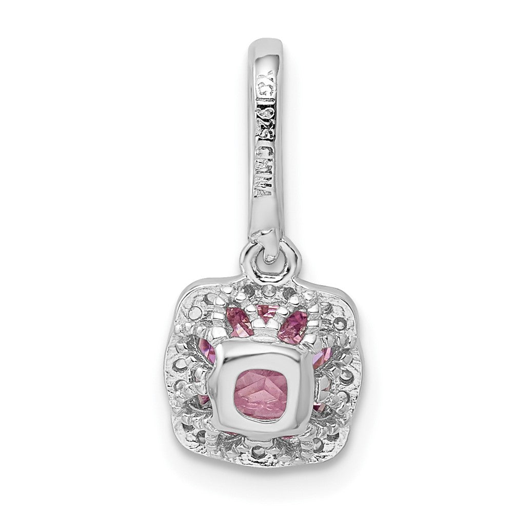 Sterlingsilber Rhodiniert Rosa & Weiß Zirkonia Anhänger